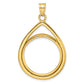 14K Yellow Gold Wideband Distinguished Coin Jewelry Polished Lightweight Teardrop 22.0mm Prong Bezel Pendant