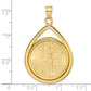 14K Yellow Gold Wideband Distinguished Coin Jewelry Polished Lightweight Teardrop Mounted 1/4Oz American Eagle Prong Bezel Pendant