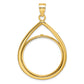 14K Yellow Gold Wideband Distinguished Coin Jewelry Polished Lightweight Teardrop 27.0mm Prong Bezel Pendant