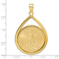 14K Yellow Gold Wideband Distinguished Coin Jewelry Polished Lightweight Teardrop Mounted 1/2Oz American Eagle Prong Bezel Pendant