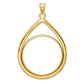 14K Yellow Gold Wideband Distinguished Coin Jewelry Polished Lightweight Teardrop 32.0mm Prong Bezel Pendant