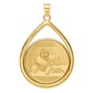 14K Yellow Gold Wideband Distinguished Coin Jewelry Polished Lightweight Teardrop Mounted 1Oz Panda Prong Bezel Pendant