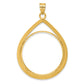 14K Yellow Gold Wideband Distinguished Coin Jewelry Polished Lightweight Teardrop 32.7mm Prong Bezel Pendant