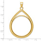 14K Yellow Gold Wideband Distinguished Coin Jewelry Polished Lightweight Teardrop 32.7mm Prong Bezel Pendant