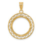 14K Yellow Gold Wideband Distinguished Coin Jewelry Polished And Diamond-Cut Fancy Wire 16.5mm Prong Bezel Pendant