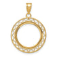 14K Yellow Gold Wideband Distinguished Coin Jewelry Polished And Diamond-Cut Fancy Wire 16.5mm Prong Bezel Pendant