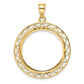 14K Yellow Gold Wideband Distinguished Coin Jewelry Polished And Diamond-Cut Fancy Wire 22.0mm Prong Bezel Pendant