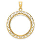 14K Yellow Gold Wideband Distinguished Coin Jewelry Polished And Diamond-Cut Fancy Wire 22.0mm Prong Bezel Pendant