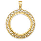 14K Yellow Gold Wideband Distinguished Coin Jewelry Polished And Diamond-Cut Fancy Wire 27.0mm Prong Bezel Pendant