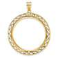 14K Yellow Gold Wideband Distinguished Coin Jewelry Polished And Diamond-Cut Fancy Wire 32.7mm Prong Bezel Pendant