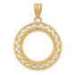 14K Yellow Gold Wideband Distinguished Coin Jewelry Polished Fancy Wire 16.5mm Prong Bezel Pendant