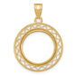 14K Yellow Gold Wideband Distinguished Coin Jewelry Polished Fancy Wire 16.5mm Prong Bezel Pendant