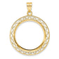 14K Yellow Gold Wideband Distinguished Coin Jewelry Polished Fancy Wire 22.0mm Prong Bezel Pendant