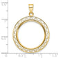 14K Yellow Gold Wideband Distinguished Coin Jewelry Polished Fancy Wire 22.0mm Prong Bezel Pendant