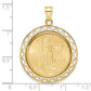 14K Yellow Gold Wideband Distinguished Coin Jewelry Polished Fancy Wire Mounted 1/4Oz American Eagle Prong Bezel Pendant