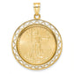 14K Yellow Gold Wideband Distinguished Coin Jewelry Polished Fancy Wire Mounted 1/4Oz American Eagle Prong Bezel Pendant