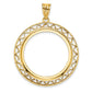 14K Yellow Gold Wideband Distinguished Coin Jewelry Polished Fancy Wire 27.0mm Prong Bezel Pendant