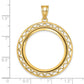 14K Yellow Gold Wideband Distinguished Coin Jewelry Polished Fancy Wire 27.0mm Prong Bezel Pendant