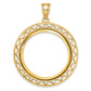 14K Yellow Gold Wideband Distinguished Coin Jewelry Polished Fancy Wire 27.0mm Prong Bezel Pendant