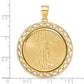 14K Yellow Gold Wideband Distinguished Coin Jewelry Polished Fancy Wire Mounted 1/2Oz American Eagle Prong Bezel Pendant