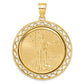 14K Yellow Gold Wideband Distinguished Coin Jewelry Polished Fancy Wire Mounted 1/2Oz American Eagle Prong Bezel Pendant