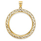 14K Yellow Gold Wideband Distinguished Coin Jewelry Polished Fancy Wire 32.7mm Prong Bezel Pendant