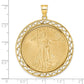 14K Yellow Gold Wideband Distinguished Coin Jewelry Polished Fancy Wire Mounted 1Oz American Eagle Prong Bezel Pendant