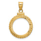 14K Yellow Gold Wideband Distinguished Coin Jewelry Polished And Diamond-Cut Casted Rope 16.5mm X 1.35mm Screw Top Bezel Pendant