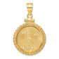 14K Yellow Gold Wideband Distinguished Coin Jewelry 14Ky Diamond-Cut Casted Rope Screw Top Mounted 1/10Oz American Eagle Bezel Pendant