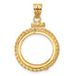 14K Yellow Gold Wideband Distinguished Coin Jewelry Polished Casted Rope 16.5mm X 1.35mm Screw Top Bezel Pendant