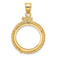 14K Yellow Gold Wideband Distinguished Coin Jewelry Polished Casted Rope 16.5mm X 1.35mm Screw Top Bezel Pendant