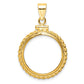 14K Yellow Gold Wideband Distinguished Coin Jewelry Polished Casted Rope 18.0mm X 1.35mm Screw Top Bezel Pendant