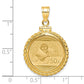 14K Yellow Gold Wideband Distinguished Coin Jewelry Polished Casted Rope Mounted 1/10Oz Panda Screw Top Bezel Pendant