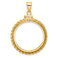 14K Yellow Gold Wideband Distinguished Coin Jewelry Polished Casted Rope 22.0mm X 1.9mm Screw Top Bezel Pendant