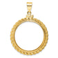 14K Yellow Gold Wideband Distinguished Coin Jewelry Polished Casted Rope 27.0mm X 2.35mm Screw Top Bezel Pendant