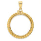 14K Yellow Gold Wideband Distinguished Coin Jewelry Polished Casted Rope 27.0mm X 2.35mm Screw Top Bezel Pendant