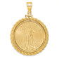 14K Yellow Gold Wideband Distinguished Coin Jewelry Polished Casted Rope Mounted 1/2Oz American Eagle Screw Top Bezel Pendant