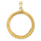 14K Yellow Gold Wideband Distinguished Coin Jewelry Polished Casted Rope 32.7mm X 3.00mm Screw Top Bezel Pendant