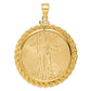 14K Yellow Gold Wideband Distinguished Coin Jewelry Polished Casted Rope Mounted 1Oz American Eagle Screw Top Bezel Pendant