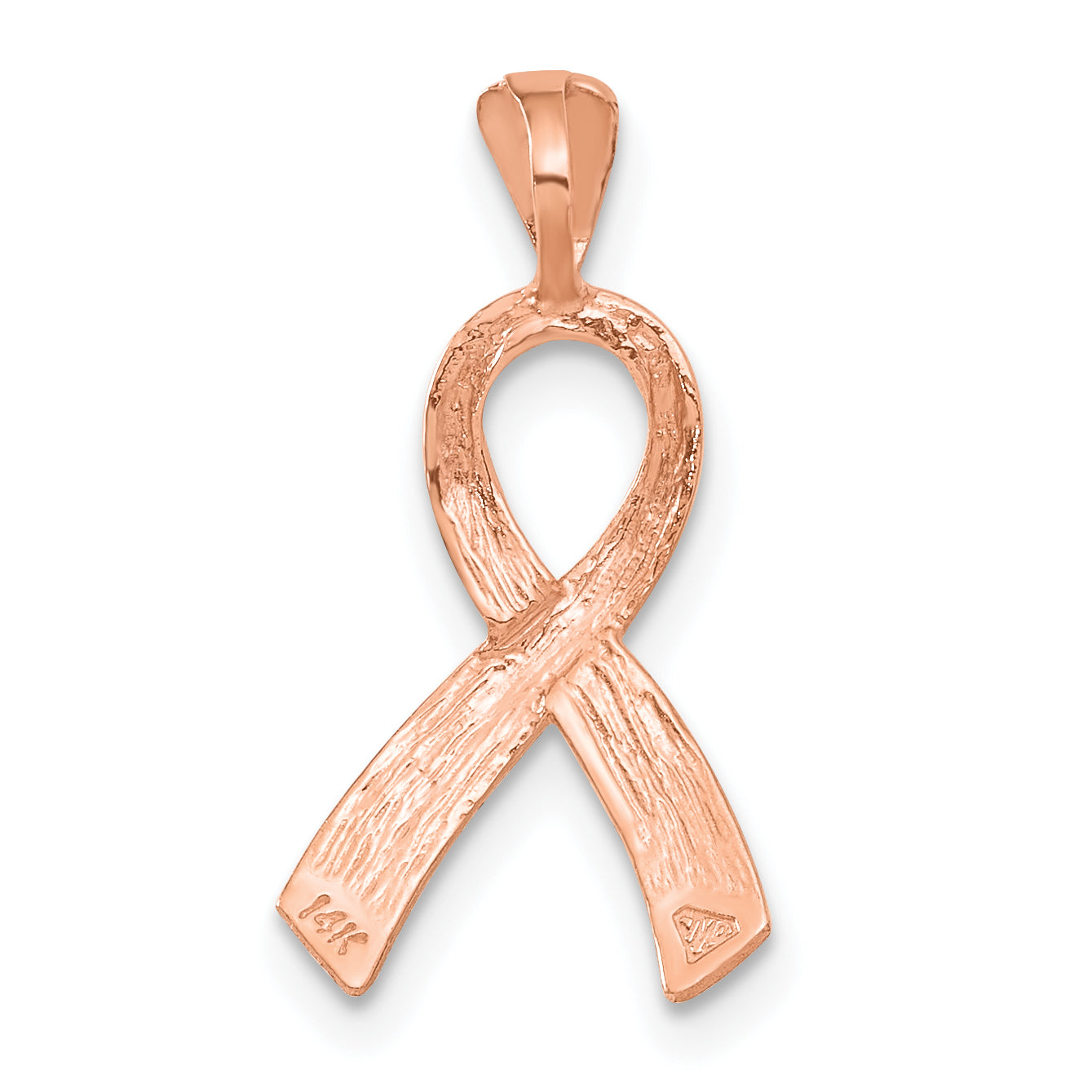 14K Rose Gold Diamond-Cut Awareness Pendant