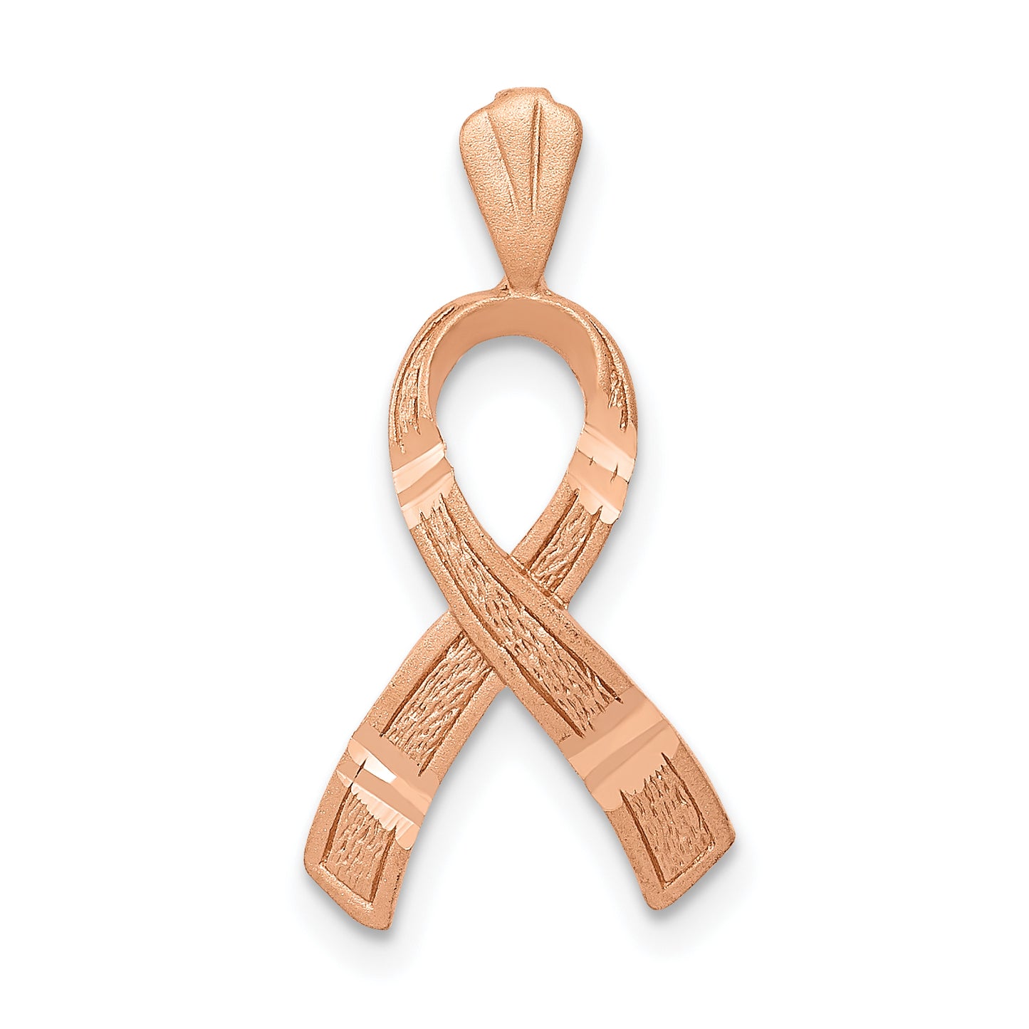 14K Rose Gold Diamond-Cut Awareness Pendant