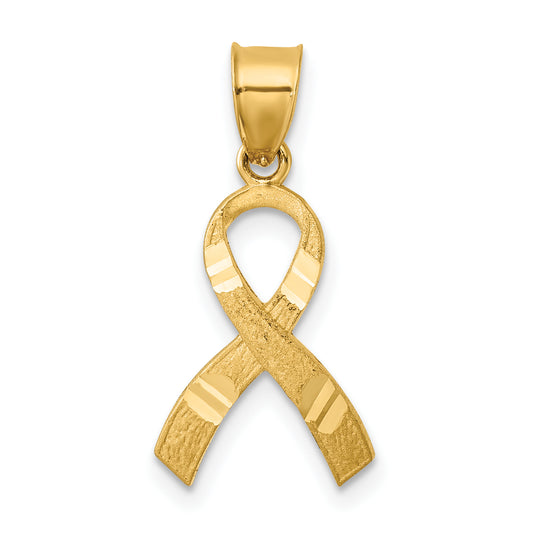 14K Yellow Gold Diamond-Cut Awareness Pendant