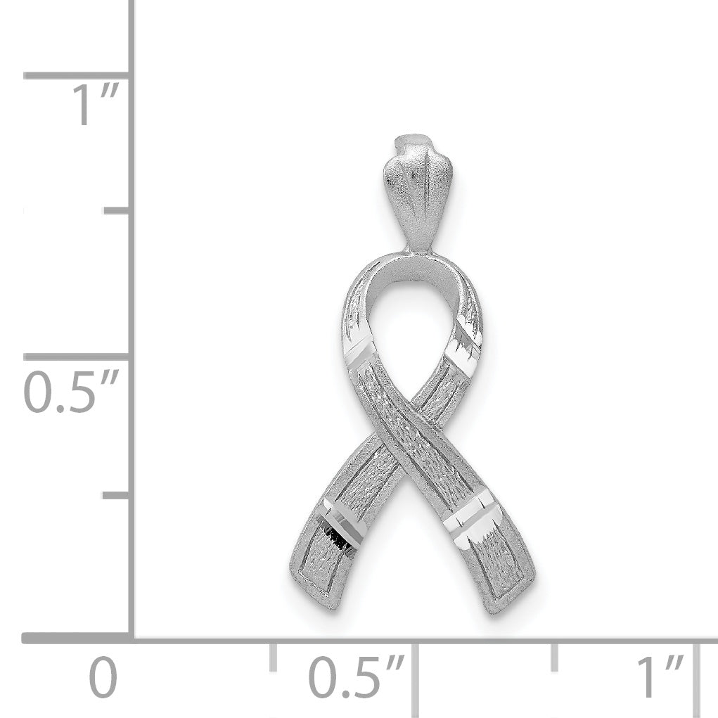 14K White Gold Diamond-Cut Awareness Pendant