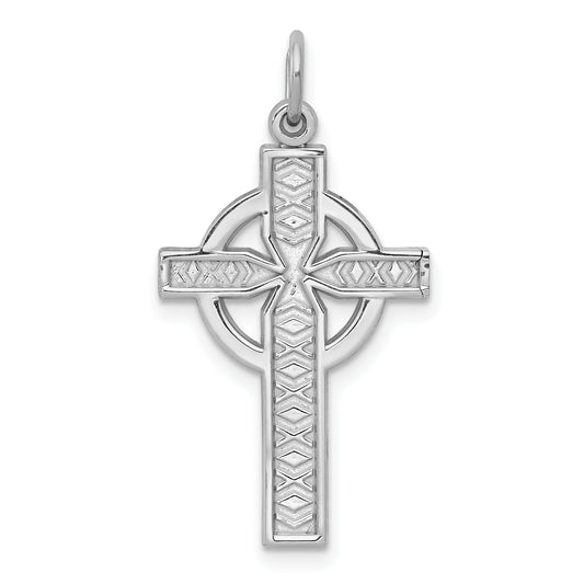 14K White Gold Celtic Cross Charm