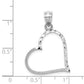 14K White Gold Solid Satin Diamond-Cut Reversible Heart Pendant