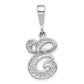 14K White Gold 14Kw Solid Polished Script Filigree Letter E Initial Pendant