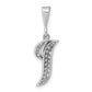 14K White Gold 14Kw Solid Polished Script Filigree Letter I Initial Pendant