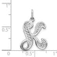 14K White Gold 14Kw Solid Polished Script Filigree Letter K Initial Pendant