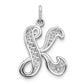 14K White Gold 14Kw Solid Polished Script Filigree Letter K Initial Pendant