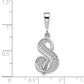 14K White Gold 14Kw Solid Polished Script Filigree Letter S Initial Pendant